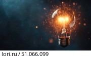 sustainability loading innovation lightbulb ai generated. Стоковое AI-изображение, AI-художник Vectorwin / Фотобанк Лори