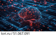 neurotech emerging digital brain ai generated. Стоковое AI-изображение, AI-художник Vectorwin / Фотобанк Лори