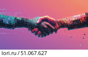 disruption glitching handshake ai generated. Стоковое AI-изображение, AI-художник Vectorwin / Фотобанк Лори
