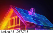efficiency x-ray of solar panels on house ai generated. Стоковое AI-изображение, AI-художник Vectorwin / Фотобанк Лори
