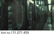 Fingerprint scanner on server rack in data center demonstrates modern security measures. Стоковое AI-видео, аниматор Данила Большаков / Фотобанк Лори
