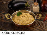 Eggplant dip - Mutabal with tahini paste. Стоковое фото, фотограф Андрей Старостин / Фотобанк Лори