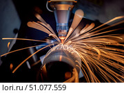 CNC Laser and gas cutting of metal, modern industrial technology. Стоковое фото, фотограф Андрей Армягов / Фотобанк Лори