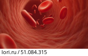 Red blood cells flowing through a blood vessel. The scene illustrates the circulatory system and the movement of blood in the human body. Стоковое AI-видео, аниматор Nart / Фотобанк Лори