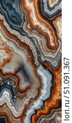 This captivating agate mineral stone reveals a stunning interplay of swirling patterns and rich hues, illustrating the natural beauty present in geological formations across time Generative AI. Стоковое AI-изображение, AI-художник Юлия Петровская / Фотобанк Лори