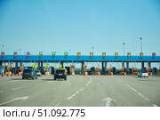 M4 Highway, Russia: May 04, 2022: Toll road sections. Payment for driving on the highway. Редакционное фото, фотограф Наталия Кирсанова / Фотобанк Лори