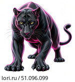 Powerful Black Panther Ready to Pounce on Prey in a Dramatic Pose. Generative AI. Стоковое AI-изображение, AI-художник Roman Zavorotny / Фотобанк Лори