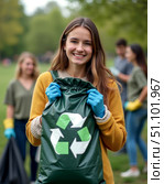 Celebrating america recycles day with community cleanup and environmental stewardship. Стоковое AI-изображение, AI-художник Сергей Бирюков / Фотобанк Лори