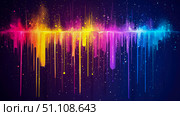 Vibrant Spectrum Paint Drips and Splatter on Dark Background, Abstract Colorful Liquid Art with Dynamic Vertical Flow and Energetic Color Burst. Стоковое AI-изображение, AI-художник Данила Большаков / Фотобанк Лори