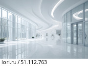 Empty corridor in modern Hospital ICU blurred background. Blur defocused interior of modern clinic. Abstract defocused corridor of medical centre, laboratory, lab. Healthcare and medicine concept. Стоковое AI-изображение, AI-художник Марина Демидюк / Фотобанк Лори