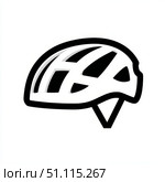 Black and white helmet icon with geometric design on white background. Стоковое AI-изображение, AI-художник Olga Didraga / Фотобанк Лори