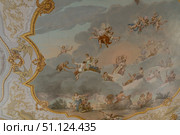 Ceiling paintings had subjects from ancient mythology in First Antechambers there was Triumph of Bacchus and Ariadne. Catherine Palace. Редакционное фото, фотограф Мария Паина / Фотобанк Лори