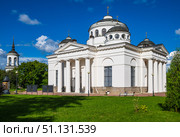 St. Sophia (Ascension) Cathedral and bell tower in the city of Pushkin (Tsarskoye Selo), St. Petersburg, Russia. Former temple of the Life Hussar Regiment. Architect Cameron. Стоковое фото, фотограф Михаил Аккуратoв / Фотобанк Лори