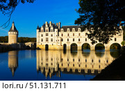 View of medieval castle Chateau de Chenonceau. Стоковое фото, фотограф Яков Филимонов / Фотобанк Лори