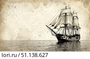 Empty grunge background with sailboat design - perfect background for school albums and presentation. Стоковое AI-изображение, AI-художник Анна Никонорова / Фотобанк Лори