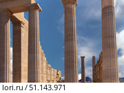 Acropolis in Lindos and Vliha bay. Rhodes. (2017 год). Стоковое фото, фотограф Емельянов Евгений Викторович / Фотобанк Лори
