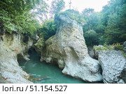 View of the canyon or gorge. Unique natural places. A large mountain river sandwiched between rocks. Natural landscape. Стоковое фото, фотограф Наталия Кирсанова / Фотобанк Лори