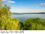Тропа среди высокой травы к кромке берега реки. Стоковое фото, фотограф Илья Старков / Фотобанк Лори