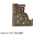 Fragment of a triptych with an icon of St. Nicholas (2017 год). Редакционное фото, фотограф Константин Тимофеев / Фотобанк Лори