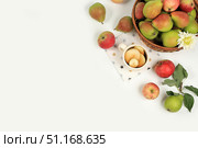 Apple and pear cider, juice or fruit drink and ingredients on a sunny table. The concept of diet and weight loss. Apples and pears help cleanse the body and reduce weight. Healthy food, detoxification of the body, selective focus. Стоковое фото, фотограф Светлана Балынь / Фотобанк Лори