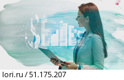 A woman prepares for a business presentation, holding a tablet and appearing focused and professional in an office environment. Стоковое AI-видео, аниматор Данила Большаков / Фотобанк Лори