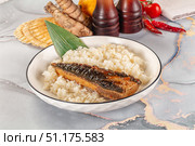 Smoked eel in unagi and steamed rice. Стоковое фото, фотограф Андрей Старостин / Фотобанк Лори