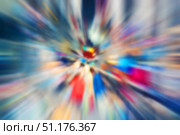 Multi-color abstract illustration. Radial blur in blue-purple tones. Explosion with flying splinters. Movement with great speed. Стоковое фото, фотограф Константин Тимофеев / Фотобанк Лори