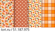 Autumn seamless patterns collection vector graphics. Стоковая иллюстрация, иллюстратор Klimiankova Tatsiana / Фотобанк Лори