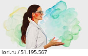 A healthcare professional smiles in a lab coat, radiating positivity and warmth in a colorful, welcoming atmosphere, perfect for inspiring trust. Стоковое AI-видео, аниматор Данила Большаков / Фотобанк Лори