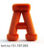 The letter A is made of fuzzy orange hair. Стоковое AI-изображение, AI-художник Ярославский Максим / Фотобанк Лори