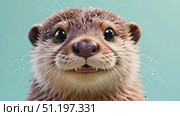 Fluffy Otter Giggle, Close-Up. Стоковое AI-видео, аниматор Виктория Кольцова / Фотобанк Лори