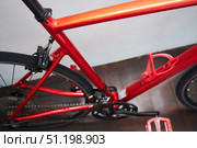 Details of a sports bike in close-up. A road bike for cycling or triathlon. Стоковое фото, фотограф Наталия Кирсанова / Фотобанк Лори
