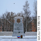 Санкт-Петербург (Россия). Мемориал «Дачное воинское кладбище» в зимним днем. Стоковое фото, фотограф Елена  Попкова / Фотобанк Лори