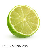Green lime isolated on a white background. Стоковое фото, фотограф Дмитрий Цветков / Фотобанк Лори