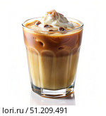 Iced Coffee Drink With Whipped Cream and Caramel Drizzle. Generative AI. Стоковое AI-изображение, AI-художник Roman Zavorotny / Фотобанк Лори