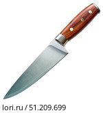Sharp Kitchen Knife With Wood Handle and Brass Rivets. Generative AI. Стоковое AI-изображение, AI-художник Roman Zavorotny / Фотобанк Лори
