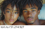 A couple relaxes in a warm, bright atmosphere, leaning close and sharing a moment full of love and affection as sunlight illuminates their faces. Стоковое AI-видео, аниматор Данила Большаков / Фотобанк Лори