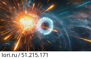 Experience a stunning display of colorful explosions as cosmic forces collide in a vivid and imaginative universe. Стоковое AI-видео, аниматор Данила Большаков / Фотобанк Лори