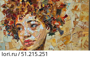 Explore the artistry of a mosaic portrait showcasing vibrant pieces that symbolize identity and creativity in a unique urban setting. Стоковое AI-видео, аниматор Данила Большаков / Фотобанк Лори