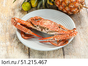 Seafood cuisine -delicous steamed crabs. Стоковое фото, фотограф Андрей Старостин / Фотобанк Лори