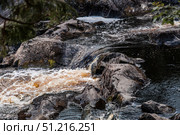 Akhinkoski Waterfalls or Ruskeala Waterfalls on the Tohmajoki River. Russia, Republic of Karelia. Стоковое фото, фотограф Photojuli / Фотобанк Лори