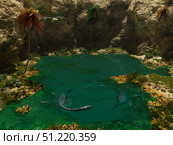 A pair of Elasmosaurus engage in a swimming courtship dance. Walter Myers/Stocktrek Images/TASS. Стоковое фото, агентство ТАСС / Фотобанк Лори