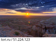 Colorful striped canyons at sunrise Mongolia. Стоковое фото, фотограф Михаил Коханчиков / Фотобанк Лори