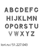 Football vector alphabet isolated on white. Letters A-Z with soccer ball pattern. English alphabet. Sport sans serif font. Set of Latin uppercase symbols. Easy to edit elements of design. Стоковая иллюстрация, иллюстратор Вера Федорова / Фотобанк Лори
