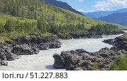 Slow motion video of Teldykpen rapids on Altai river Katun near Oroktoi. Zoom out effect. Стоковое видео, видеограф Сергей Пристяжнюк (Serg Zastavkin) / Фотобанк Лори