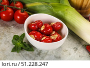Sweet piquant cherry pepper stuffed cheese. Стоковое фото, фотограф Андрей Старостин / Фотобанк Лори