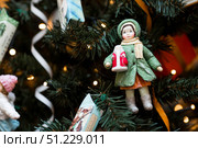 Christmas decorations. Soviet Christmas tree. Old retro cotton wool Christmas tree toy. 1930s. Стоковое фото, фотограф Photojuli / Фотобанк Лори