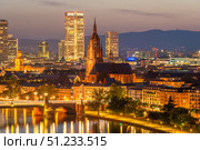 Frankfurt Cathedral and City at Night. Aerial View. Hesse, Germany. Стоковое фото, фотограф Максим Забаровский / Фотобанк Лори