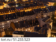 Residential Buildings in Frankfurt City at Night. Aerial View. Hesse, Germany. Стоковое фото, фотограф Максим Забаровский / Фотобанк Лори
