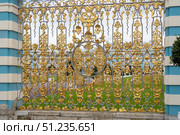 Fragment of Luxurious golden fence of Catherine Palace. Редакционное фото, фотограф Мария Паина / Фотобанк Лори